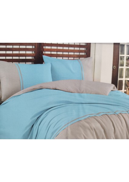 Çift Kişilik Ranforce Düz Renk Nevresim Takımı Blue Grey