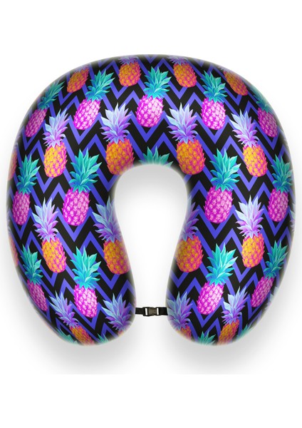 Visco Ortopedik Seyahat Yastığı- Boyun Yastığı - 30*30*10 cm - Visco Iç Dolgu - Ananas Desen