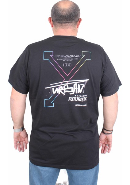 Erkek Büyük Beden Sıfır Yaka Tişört Urban 25142 Sıyah fiyatları