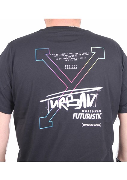 Erkek Büyük Beden Sıfır Yaka Tişört Urban 25142 Sıyah fırsatları