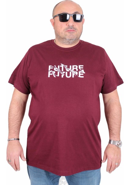 Erkek Büyük Beden Sıfır Yaka Tişört The Future 25138 Murdum