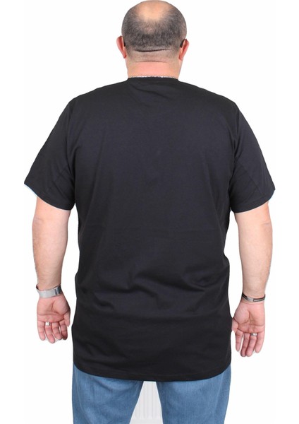 Erkek Büyük Beden Sıfır Yaka Tişört Surf 25144 Sıyah modelleri