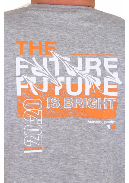 Erkek Büyük Beden Sıfır Yaka Tişört The Future 25138 Grı Melanj fırsatları