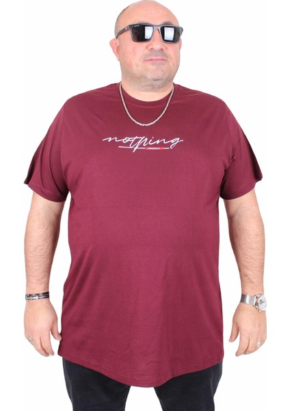 Erkek Büyük Beden Sıfır Yaka Tişört Nothing 25173 Murdum