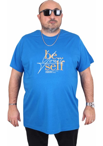 Erkek Büyük Beden Sıfır Yaka Tişört Be Self 25149 Saks