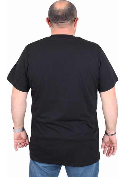 Erkek Büyük Beden Sıfır Yaka Tişört No Control 25172 Sıyah modelleri