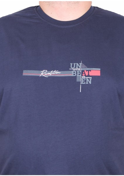 Erkek Büyük Beden Sıfır Yaka Tişört Un Beat En 25146 Lacıvert fiyatları