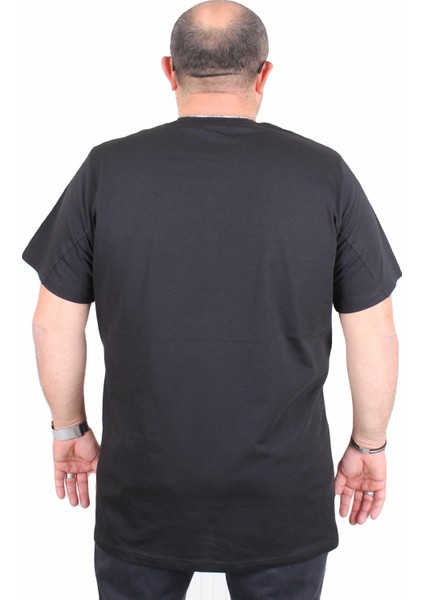 Erkek Büyük Beden Sıfır Yaka Tişört Different 25148 Sıyah modelleri