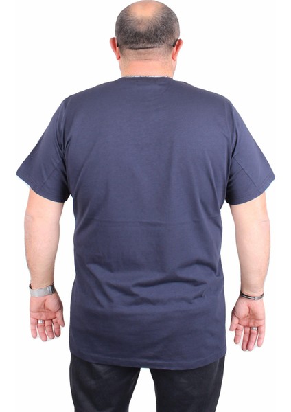 Erkek Büyük Beden Sıfır Yaka Tişört Motorcycle 25171 Lacıvert modelleri