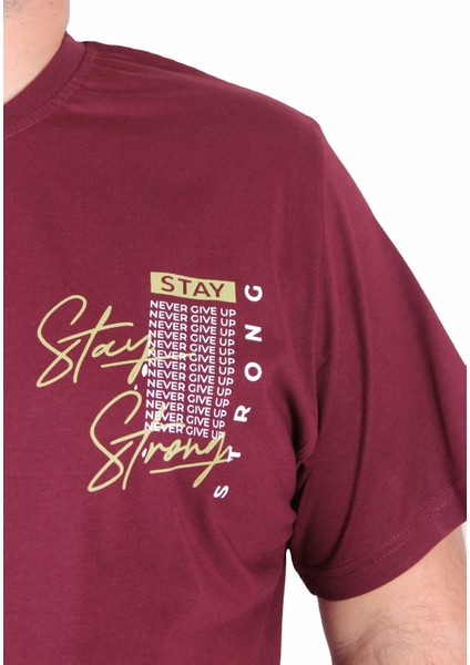 Erkek Büyük Beden Sıfır Yaka Tişört Stay Strong 25159 Murdum fiyatları