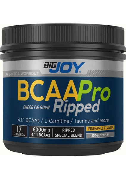 Bcaapro Ripped 204G 17 Servis Ananas Aroma Mix Formula(Bcaa L-Carnitine Taurine Caffeine)Amino Asit
