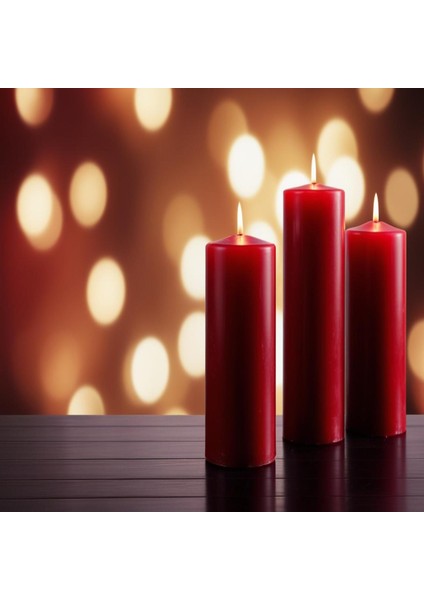 Soya Parafinli Kırmızı 1 Adet 160-170 Saat Yanış Süreli Çap:7 cm Boy:25 Silindir Blok Mum Kırmızı modelleri