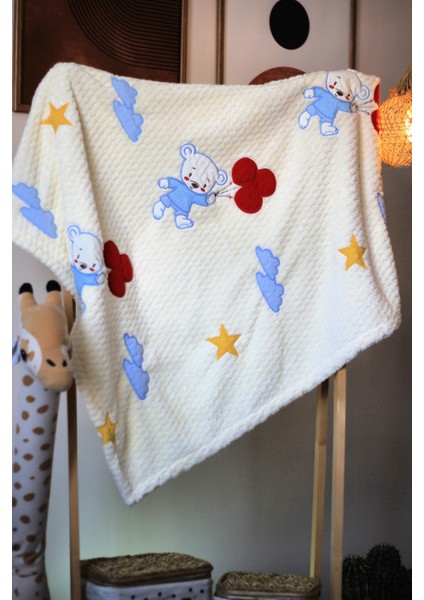Peluş Bebek Battaniyesi Ayıcıklı 105X120