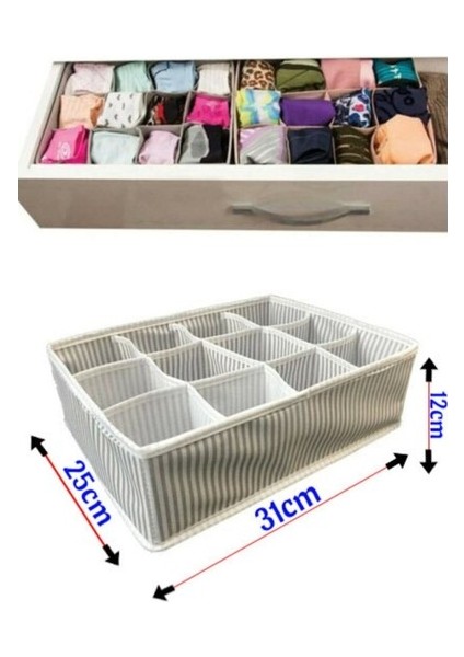 12 Bölmeli Pratik Bölmeli Çekmece Düzenleyici Organizer