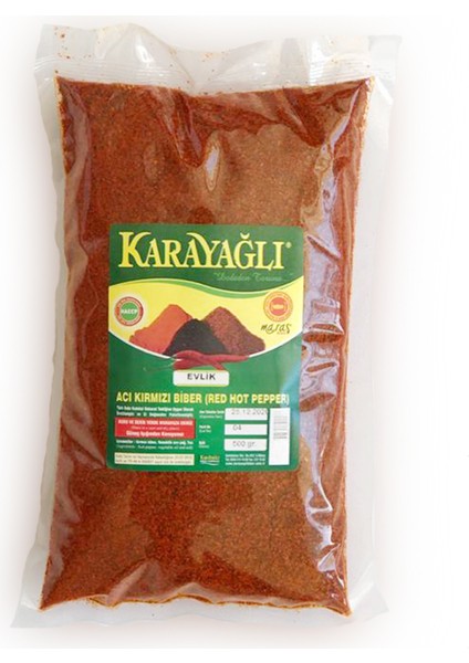 Maraş Doğal Acı Pul Yaprak Biber Evlik Yağlı Saf Kırmızı Acı Pul Biber (500GR)