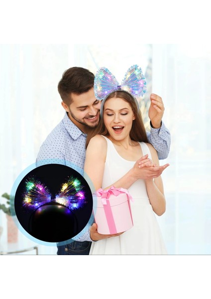 Işıltılı Fiber Fiyonk Gece Tacı Işıklı Ledli Eğlence Tacı 1 Adet 20X21 cm