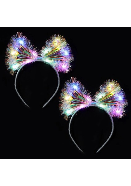 Işıltılı Fiber Fiyonk Gece Tacı Işıklı Ledli Eğlence Tacı 1 Adet 20X21 cm