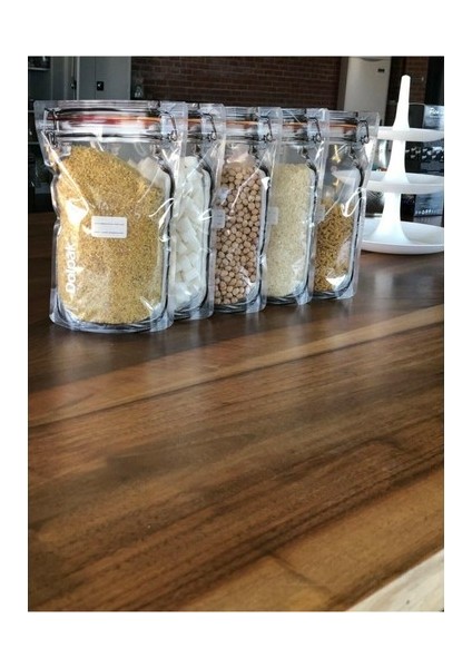 Kavanoz Görünümlü Kilitli Saklama Poşeti Çıtçıtlı ve Pratik Torba 5 Adet