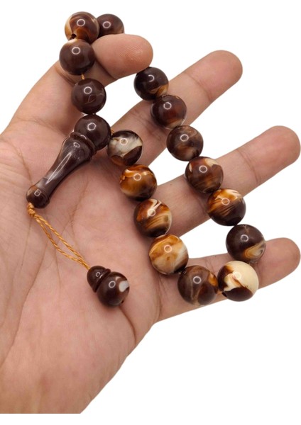 Kahverengi Efe Maskot Model Toz Kehribar Tesbih