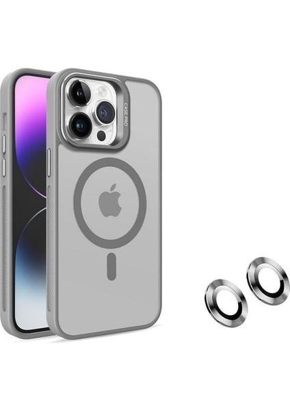 iPhone 11 Kılıf Stantlı Kılıf Lens Korumalı Kılıf Mat Magsafe Özellikli Kılıf - Gri