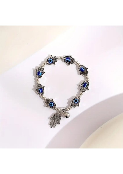 Hamsa El ve Nazar Boncuklu Şans Bilekliği