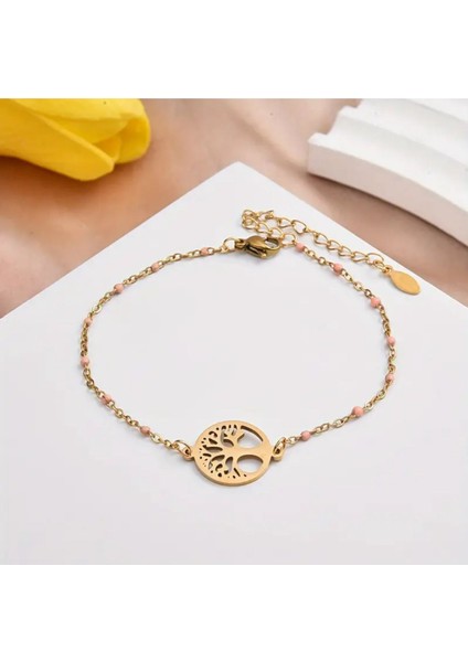 Hayat Ağacı Paslanmaz Çelik Bileklik