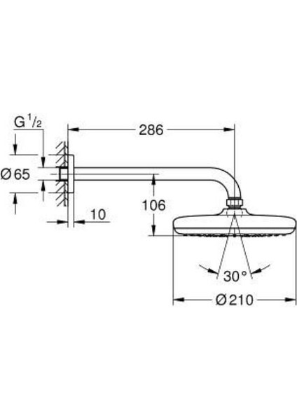 Tempesta 210 Tek Akışlı Tepe Duşu Seti 286 mm - 1022182430
