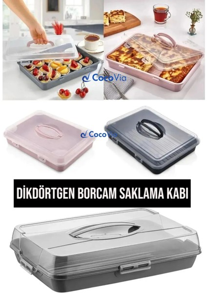 Dikdörtgen Borcam Kutusu | Pasta Börek Taşıma Kilitli Pasta Börek Borcam Saklama ve Taşıma Kabı