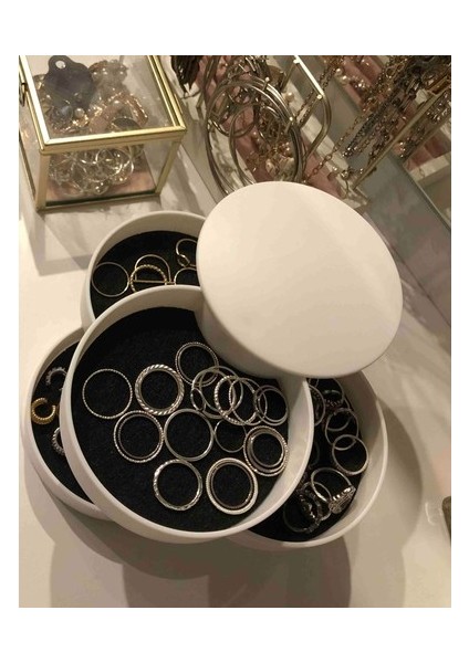 4 Katlı Dönebilen Silindir Takı ve Makyaj Organizer Kutusu fiyatları