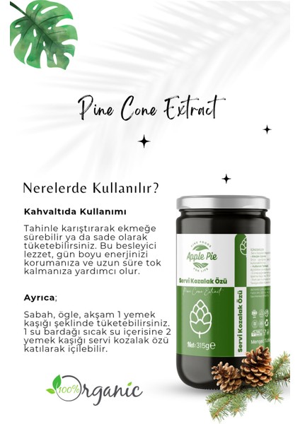 Applepiefoods Servi Kozalak Özü 315 gr , Yoğun Kıvam , Katkısız , Glutensiz , Vegan Ürün fiyatları
