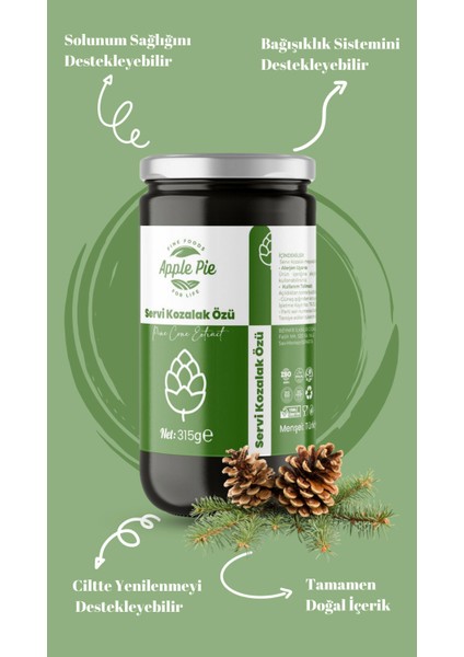 Applepiefoods Servi Kozalak Özü 315 gr , Yoğun Kıvam , Katkısız , Glutensiz , Vegan Ürün fırsatları