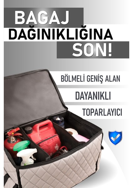 Skoda Yeti Deri Lüks Oto Araç Bagaj Toplayıcı Organizer Bagaj Çantası Gri Fs modelleri