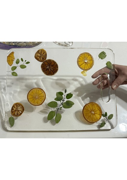 Epoksi Reçine Sunumluk - Kesim Tahtası Görünümlü - Narenciye - Ebatları: 25 x 34 cm fiyatları
