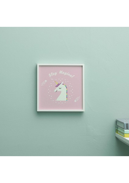 Bebek Odası Dekorasyonu, Yapışkanlı ve Çıkarılabilir, 20X20 cm Unicorn Temalı Çerçeve