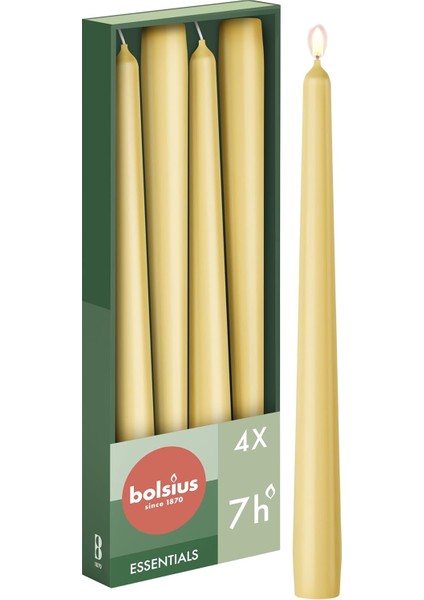 Bej Konik Mumlar 4 Paket - 24,5 cm - 7 Saat Yanan Damlamayan Mumlar - Akşam Yemeği, Parti, Düğün Dekoru Için Uzun Mum Seti