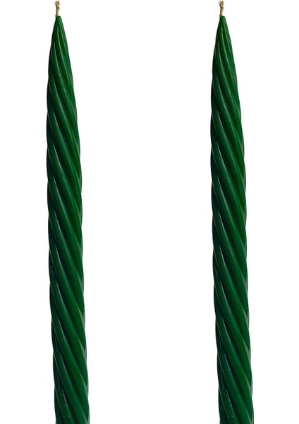 Balmumu Mum Yeşil (2 Adet 27.5 cm) Kalın Burgu Burgulu Balmumu Şamdan Mumu Dekoratif Mum (Yeşil) Mum Balmumu