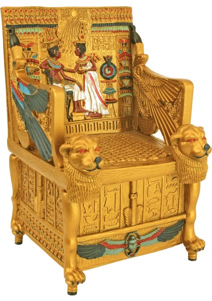 Toscano Mısır Dekorlu Takı Kutusu - King Tut Golden Thron Jewelry Box - Mısır Heykelleri