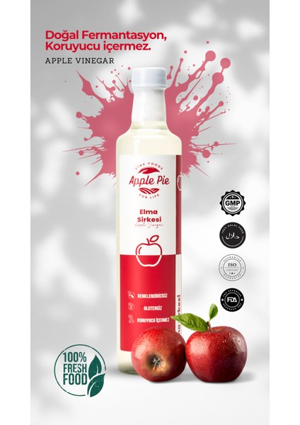 Applepiefoods Elma Sirkesi Net 500 ml , Doğal Fermantasyon , Apple Cider Vinegar modelleri