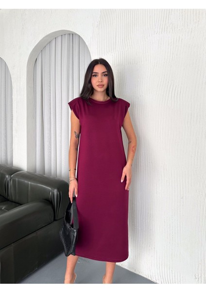 Yumuşak Doku Modal Kumaş Vatkalı Sade Şık Midi Elbise