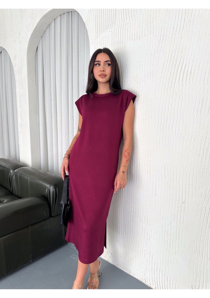 Yumuşak Doku Modal Kumaş Vatkalı Sade Şık Midi Elbise