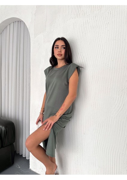 Yumuşak Doku Modal Kumaş Vatkalı Sade Şık Midi Elbise