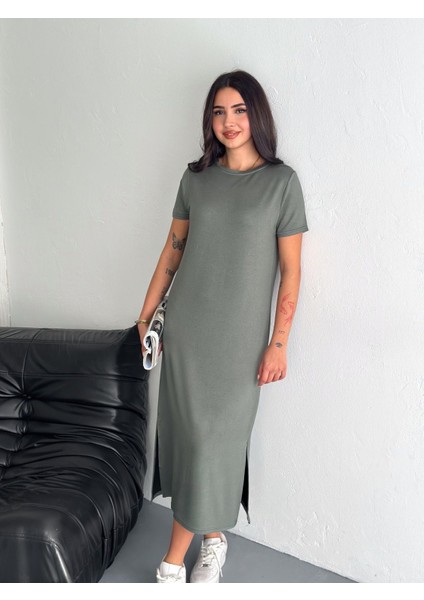 Yumuşak Dokulu Modal Kumaş Sade Şık Midi Elbise