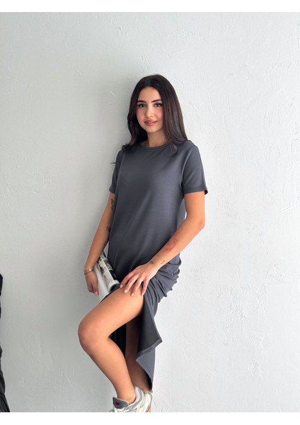 Yumuşak Dokulu Modal Kumaş Sade Şık Midi Elbise