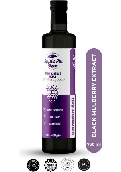 Applepiefoods Karadut Özü 700 gr , Soğuk Sıkım , Black Mulberry Extract