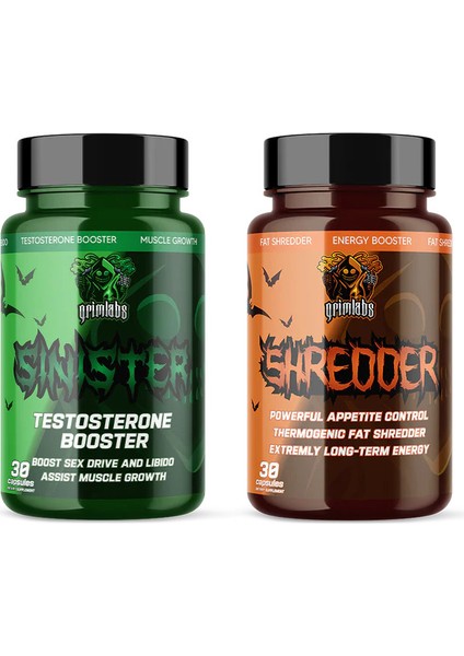 Fat Burn Starter Pack - Sınıster Testo Booster & Shredder Fat Burner 30 Mix Caps