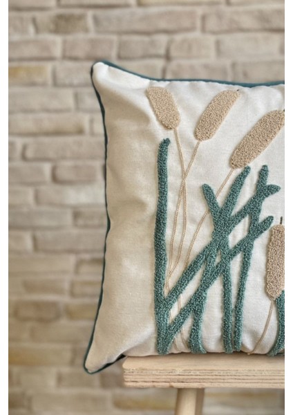 Home Home Design Punch Işlemeli Biyeli Keten Kırlent Kılıfı