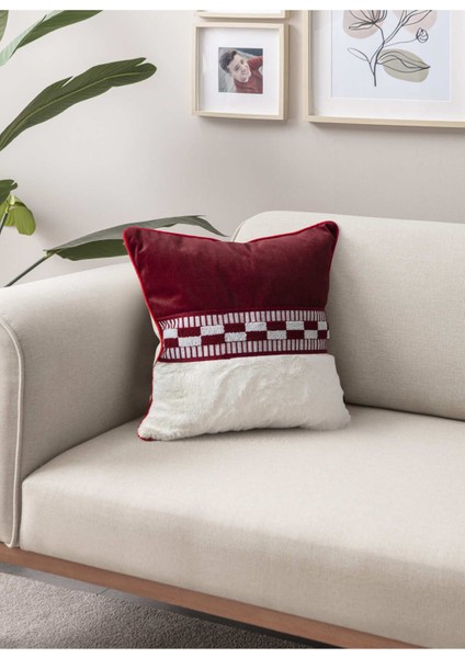 Home Premium Biyeli Tavşan Tüyü & Punch Işlemeli Tekli Dekoratif Özel Tasarım Kırlent Kılıfı fırsatları