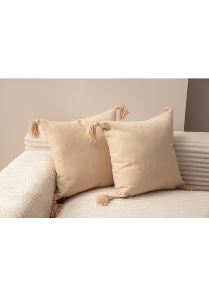Home Home Design Ikili Dekoratif Püsküllü Kırlent Kılıfı Bej 43X43 fiyatları
