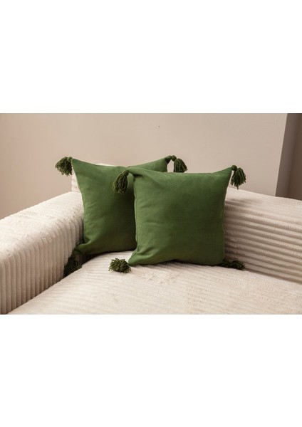 Home Home Design Ikili Dekoratif Püsküllü Kırlent Kılıfı Yeşil 43X43 fiyatları