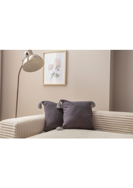 Home Home Design Ikili Dekoratif Püsküllü Kırlent Kılıfı Gri 43X43